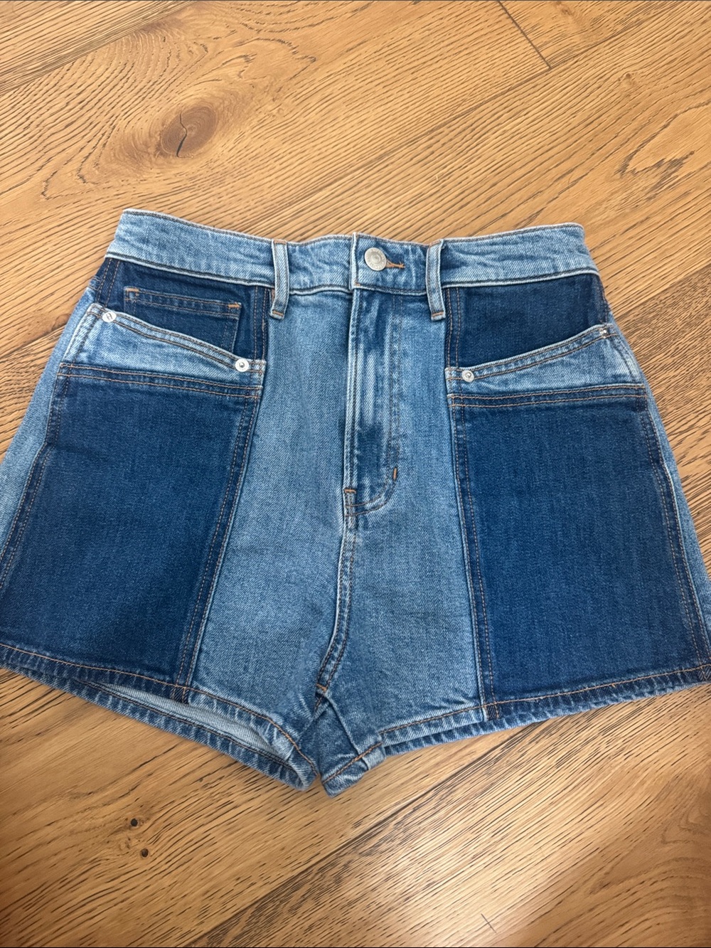 Veronica Beard Elijah Two-Tone Blue Denim High-Waist Women's Shorts size 27